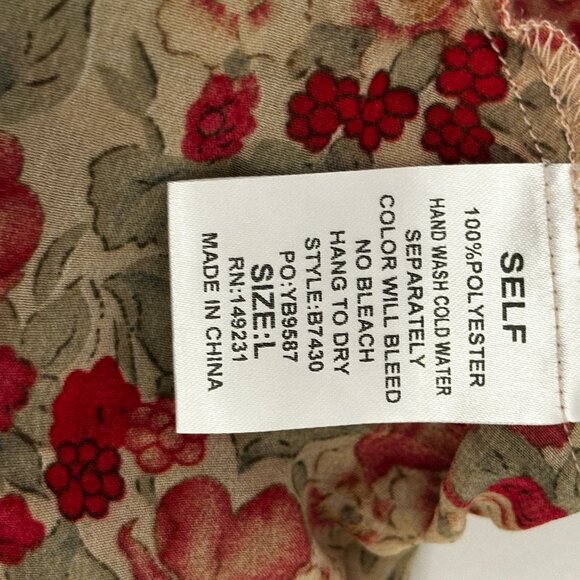 Kori Floral Women's Blouse Lined Gathered Waist Floral Pink Brown‎ Size L - Picture 6 of 6